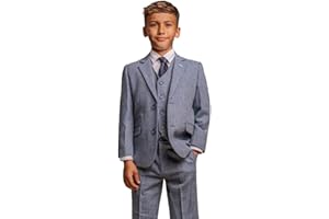 SIRRI Cavani Mens’ Boys’ Slim Fit Tweed Suits Wool Blend Wedding Prom Formal Occasion Wear 3 or 6 Piece Set