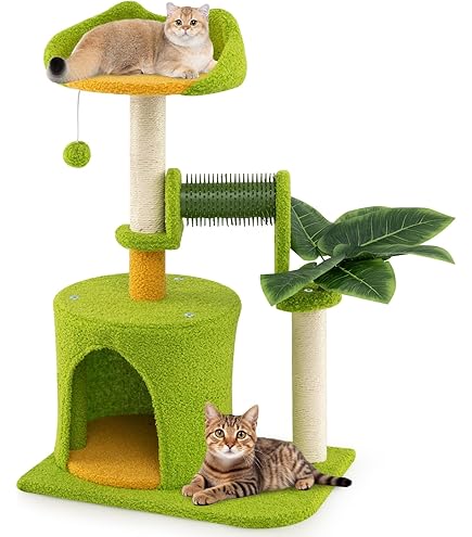 Groer Katzenbaum Rampe COSTWAY Kratzbaum 136 Cm Drehbar - Katzenbaum Mit  Hhle, Rampe, 2 Liegeflchen, Sisal (Dunkelgrau)