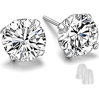 Orecchino Push-back Uomo/unisex In Argento Sterling 925 Con Cz Quadrato 8 Mm Con Scatola - Foto 6