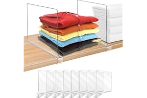 DAKLUNAR Separadores de estantes acrílicos transparentes, 8 unidades de separadores de estantes acrílicos, 30 x 20 cm, multifuncional, organizador transparente para almacenamiento, armario de madera,