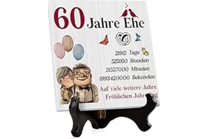 ‎VETBUOSA Diamantene Hochzeit-Acryltafel, 60 Jahrestag Geschenk für Ihn Sie, 60 Geschenk zum Jahrestag für Ihn, Diamantene Hochzeit Deko, Hochzeitstag Geschenke für Männer Frauen, Geschenk zum 60. Jahrestag