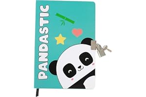 I-TOTAL® - Diario Segreto Fornito di Lucchetto in Metallo e due Chiavi/Diario Segreto con Pagine A PUNTINI, Diario per Segreti, Carta Bianca (Panda)
