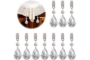 Keadic 10Pcs Cucurbit Christmas Tablecloth Weights Crystal Glass Teardrop Prisms Pendant Tablecloth Weights Kit, Crystal Chandelier Pendants Parts Beads Perfect for Home Decoration
