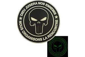 LEGEEON Punisher DIEU JUGERA NOS ENNEMIS DEVGRU Morale PVC Fastener Patch (All Black Glow Dark)