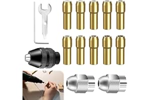 FANXAOLNES 15 Pièces Mandrin Compatible avec Dremel, 3 Pièces de Rechange (0.8-3.2mm), Mandrin Rapide Métal Écrou Laiton, Compatible Accessoires Rotatifs, Pour Découpe, Ponçage et Polissage