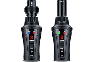 KIMAFUN Sistema Ricetrasmettitore Microfono Wireless UHF, XLR Trasmettitore e XLR Ricevitore Wireless Sistema per Microfoni Dinamici e Condensatore per Mixer Audio, Sistema PA, Altoparlanti U208A