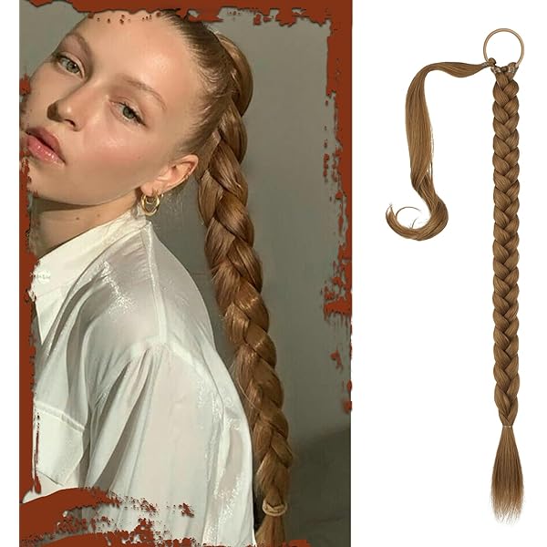 WIG ME UP Haarteil Pferdeschwanz – Geflochtener Zopf Mit Butterfly-Klammer, Braun-hellblond Gesträhnt