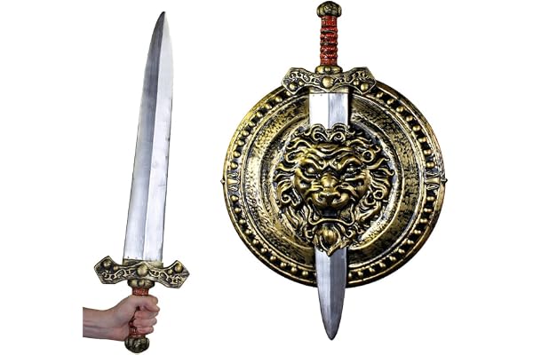 I LOVE FANCY DRESS Accessoire pour Gladiateur avec cet Ensemble épée + Bouclier doré en Plastique. Idéal pour Les Combats dans l'arène du colissé.