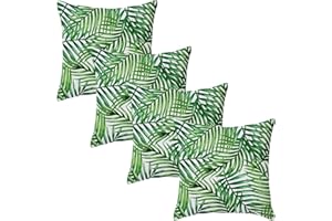 Harrison Cropper Palm Leaf Garden Scatter Cushion | Water Resistant Cushions | Hollowfibre Filled Seating Furniture Pillow | Soft Comfy and Durable | 4 Pack (White)