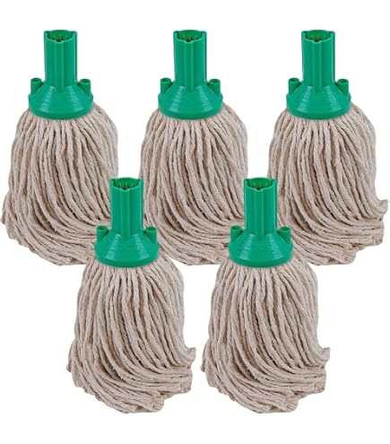 Large Replacement Mop Head - 300g Heavy Duty Cotton, Green, Push-On Socket (16py, 34cm) 10 thumbnail image