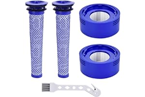 LEADAYBETTER 2 pièces Filtre V8 pour Dyson V7 V8 Pré-Filtre et Filtre Moteur pour Dyson V8 V7 Animal Plus Extra Absolute Aspirateur à Batterie Motorhead Ensemble de Filtres Hepa avec Brosse de Nettoyage