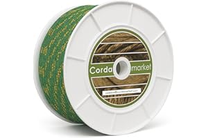 Cordamarket Driza Poliéster Tenacidad, Cuerda Alta Resistencia para Náutica Camping y Decoración, Adulto Unisex, Amarillo/Verde, 10 mm × 50 m