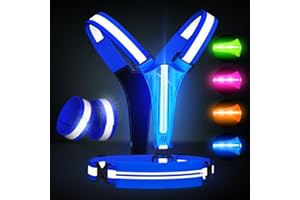 FOKIA KUNBIO LED Reflective Vest Running Gear Set,USB Rechargeable Light Up Running Vest for Runners Night Walking with Waterproof Phone Bag,High Visibility Armband,Adjustable Waist&Shoulder for Men Women
