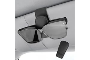 CNMTCCO Soporte para Gafas de Sol para Coche, Cuero Magnético Soporte para Gafas de Sol, Accesorios Coche Interior General-Clip Gafas, Soporte para Parasoles de Coche, Negro