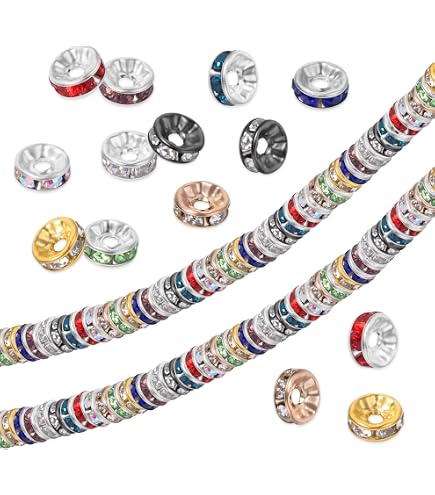 Perles Strass Intercalaires Argentées 8mm - Lot De 5, 10, 20 Ou 50 Pièces, Rondelles, Neuf, Marque SAVMER