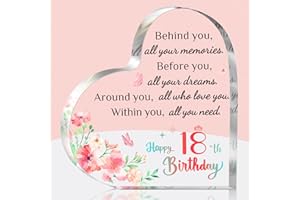 Brikabia 18th Birthday Gifts for Girls, 18th Birthday Gifts for Daughter Sister Niece, Happy 18th Birthday Gift Idea for 18 Year Old Girls, Personalised Acrylic Keepsake 18th Birthday Decoration