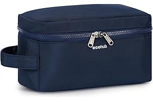 ECOHUB Neceser Hombre de Viaje, Impermeable Bolsa de Aseo, Bolsa Aseo con Separación Seco Húmedo, Neceser Organizador, Patente Pendiente(Azul Oscuro-1)