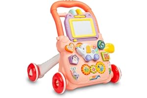 TOYZ BY CARETERO TOYZ Trotteur Bébé – Trotteur Interactif et Éducatif Zoo – Roues à Résistance Ajustable, Tableau de Dessin et Éléphant Musical – Génial pour les Tout–Petits qui Apprennent à Marcher – Rose