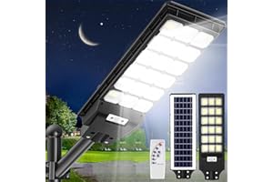 WOWSPEED Lampadaire solaire à LED avec télécommande - 600 W 6500 K - Avec détecteur de mouvement - Crépuscule à l'aube - IP65 - Étanche - Pour rue, garage