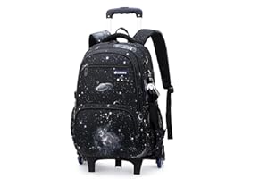 Amythe Mochila Escolar con Ruedas, Mochilas Niños Adolescentes, Seis Ruedas Carro Mochilas Escolares Trolley, Desmontable, Ideal para ir al Colegio o de Viaje
