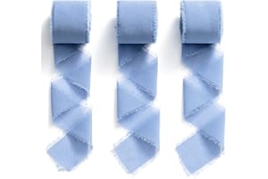 MORSUNBELA Nastro in chiffon blu, 3,8 cm, nastro decorativo per matrimonio, nastro di seta