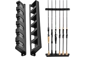Laughhe 1 Paar Rutenständer Rutenhalter Wandhalterung, Angelrutenstände Angelrutenhalter Aufbewahrung von 6 Ruten, Rod Rack Angelzubehör für Wand Garage Boot (Vertikale)