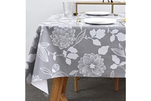 Plenmor Table Cloth Wipe Clean Wipeable PVC Tablecloth Waterproof Wipe Clean Plastic Vinyl Table Cover Protector Rectangular for Outdoor Picnic Party (F, 137 x 137 cm)