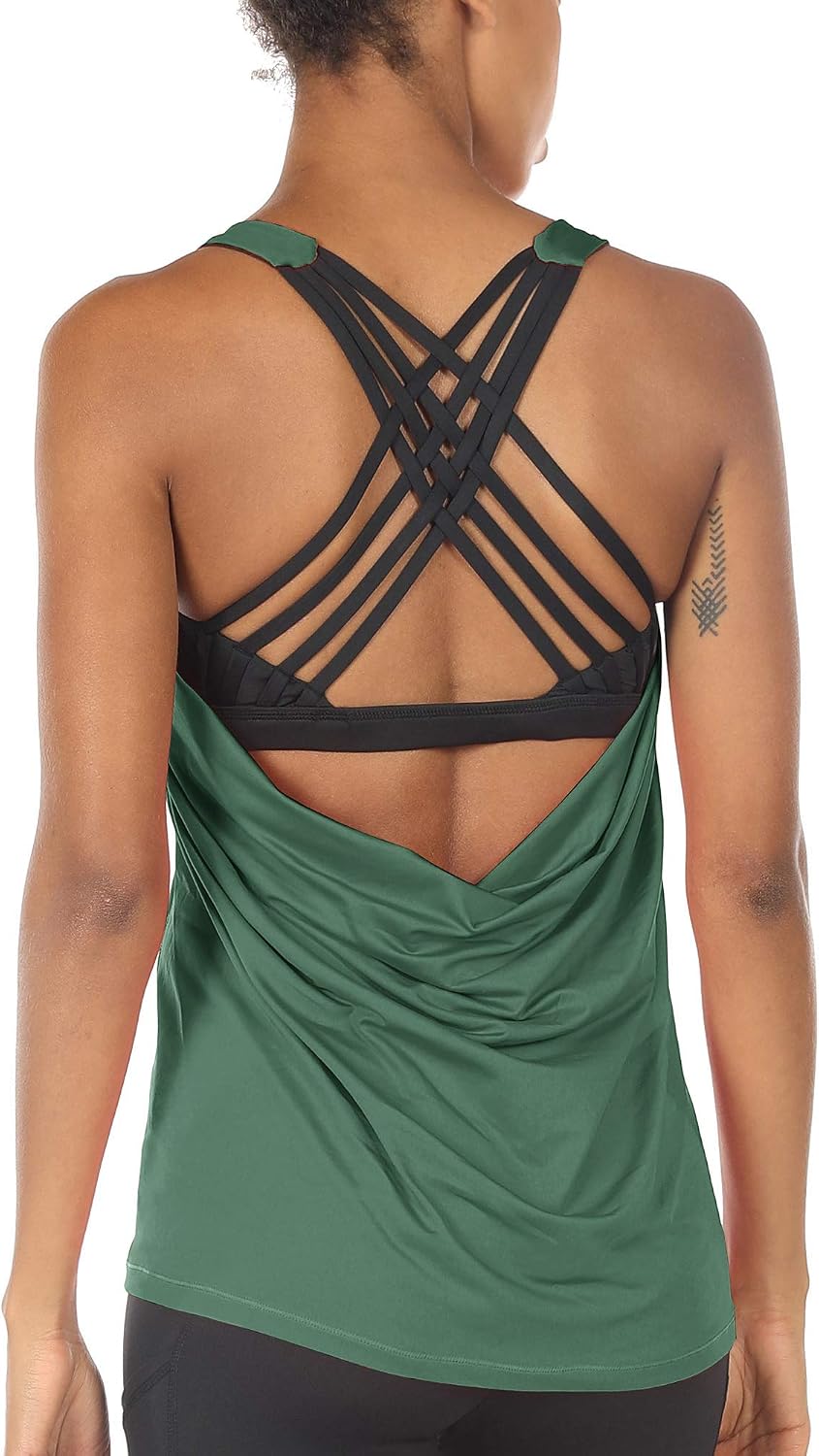 icyzone Camisetas de Yoga para Mujer con Brasier Integrado para Entrenamiento, Gimnasio, Chaleco Deportivo