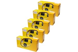 TopShot Einwegkamera mit 27 Fotos + eingebautem Blitz Einwegkamera Paket mit 5 Kameras