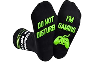 UEOTO Funny Socks, DO NOT DISTURB I'M GAMING Socks with Grips Gamer Gifts for Men Who Have Everything, Gaming Socks Novelty Gifts for Teenage Boys Men 9-12 uk Christmas Birthday Gifts
