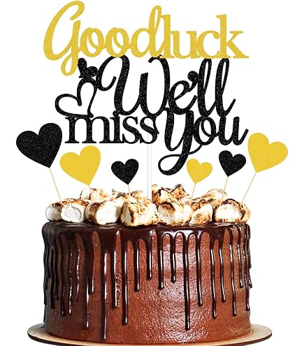 Kuchendekoration 'Good Luck We Will Miss You' – Für Abschiedspartys In Gold-Glitzer