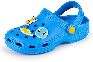 Pokémon Zoccoli per Ragazzi | Calzature Slip-on per Bambini in Blu | Ciondoli Originali Pikachu Charmander Squirtle | Sandali da Interno e da Esterno con Cinturino Regolabile