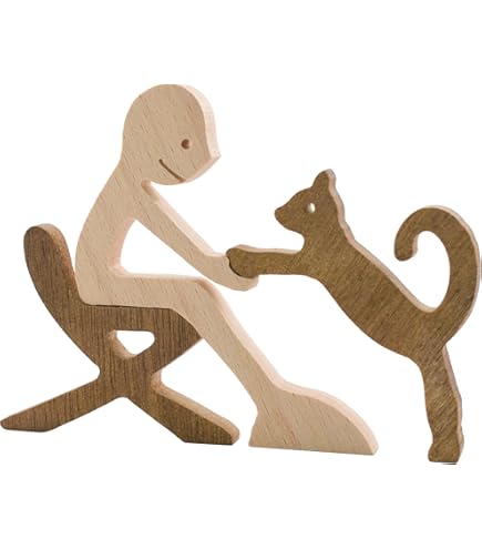 ZHjuju Statues En Bois Faites à La Main,Sculpture Bois Pour Chiens