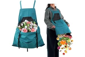 BTSAE Gartenschürze, Gärtnerschürze mit Schnellverschlusstasche, Schürze Wasserdicht, Garten Zubehör zum Pflücken von Obst, Gemüse und Blumen, Verstellbare Kreuzgurte, Gärtner Geschenke für Damen und Herren