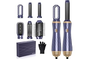 ATOPSKINS 1000W rosse Chauffante Brosse Lissante pour Cheveux, Air Styler 6 in 1 Brosse Soufflante, Seche Cheveux,Brosse Soufflante, Air Fer À Boucler, Brosse Lissante Cheveux, Sécher, Boucler les Cheveux