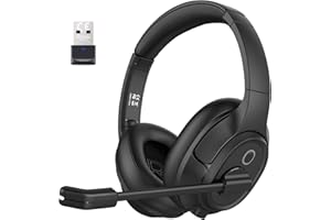 EKSA H6 Wireless Headsets with Microphone, USB Dongle Bluetooth Headphone with AI Noise Cancelling Mic, Dual Device Connection Over Ear PC Headset for Laptop/Phone/Office/Zoom/Teams