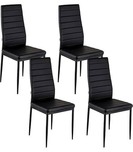 WOLTU Eetkamerstoelen, set van 4, keukenstoel, kunstleer, met hoge rugleuning, gestoffeerde stoel met metalen poten, voor eetkamer, eettafel, keuken, woonkamer, kantoor, wit, EZS21ws-4