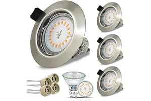 HiBay 4x Faretti LED da Incasso per Cartongesso GU10 220V Bianco Caldo con Lampadina GU10 5W Faretti Led Soffitto in Acciaio Inox Spazzolato Rotondo