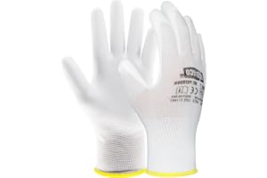 EXBRIECO Guantes de Trabajo Profesionales Ideales para Construcción, Abrasión, Mecánica, Guantes de Protección CAT 2 Multipropósito en Nylon y Poliuretano, Resistentes pack de 3,6,12,60,120,240
