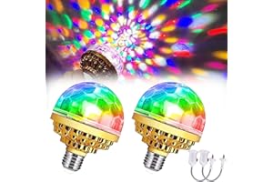 Pipihome Luci Discoteca, Palla da Discoteca per Feste, Luci Dj, Luci a Sfera Magica Rotanti Colorate, Piccole Lampadine da Discoteca a Led Rgb Stroboscopiche Ideale per Feste in Casa, Festività (2Pcs)