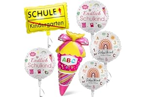 SPRINLOT Globos de papel de aluminio para comienzo del colegio, decoración para niñas, bolsas de azúcar ABC, globos de helio, por fin para niños escolares, globos de hurra, escuela, guardería, comienzo