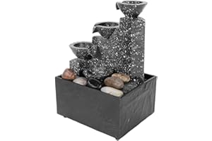 MENDUNER Battery Operated Tabletop Fountain, Plastic Fountain Ornament, Desktop USB Water Fountain Ornament Crafts for Indoor Home Office Table Decoration