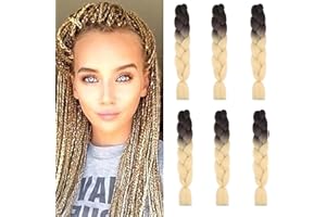 CYBELLEZA 24” Trecce Capelli Finti Extension Ombre Marrone&Beige Treccine Afro Sintetici Fibre Jumbo Braiding, Confezione da 6
