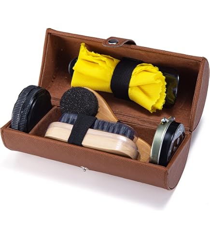 Brosses à Chaussures Lenzen Lenzen Kit 5 Brosses à Chaussures - 2 Polissage, 2 Application Cirage, 1 Nettoyage | Fabriqué En UE Set Nettoyage Cuir