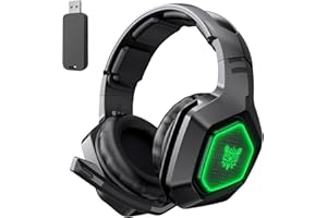 DIZA100 2,4 G Wireless Gaming Headset für PS4 PS5 PC, PS4 Headset mit Mikrofon & LED Licht, 3.5mm Surround Sound Gaming Kopfhörer, 15M Funkreichweite