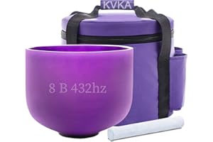KVKA 20cm Klangschalen, 432Hz B note 8 inch Violett Chakra Klangschale für Yoga Meditation Sound Healing Entspannung Stressabbau mit Tragetasche