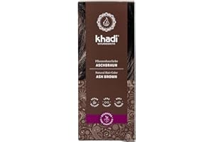 ‎KHADI khadi ASCHBRAUN Pflanzenhaarfarbe - Naturkosmetik - Haarfarbe für aschig & mittleres Braun - Naturhaarfarbe 100% pflanzlich, natürlich & vegan - 100g
