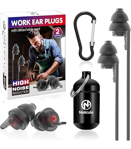 Bouchons D'Oreilles Senner WorkPro Strong - Protection Auditive SNR 34 DB - Idéal Chantiers, Industrie Et Bruit Fort - 3 Paires + Cordon & Boîtier Aluminium