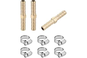 Recogwood 3Pcs 6mm Barb Hose Fitting, Straight Coupler Quick Connectors Adapter Hose Repair Kit with 6Pcs 6-12mm Adjustable Stainless Steel Hose Clamps for Water Fuel Air Oil Natural Gas