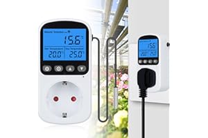 GOMETY Temperaturregler 250v Mit Fühler, Digital Temperaturregler Heizen Kühlen Thermostatstecker, Thermostat Steckdose Lcd Bildschirm, Temperaturregler 250v Für Gewächshaus Aquarium Terrarium Reptilien